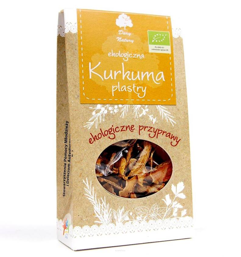 KURKUMA PLASTRY SUSZONE BIO 30 g - DARY NATURY