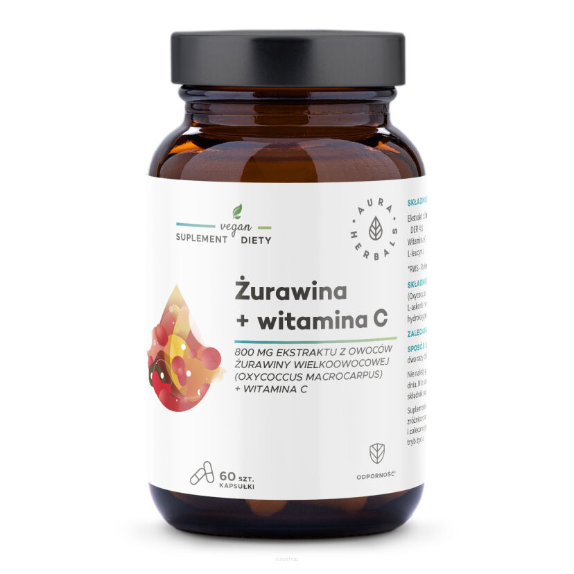 Żurawina 800 mg + Witamina C, kapsułki 60 kaps Aura Herbals