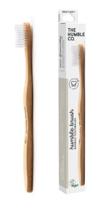 Szczoteczka do zębów, bambusowa soft biała 19cm