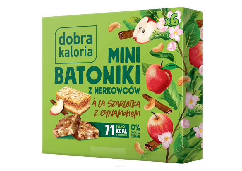 BATONIKI MINI Z NERKOWCÓW A'LA SZARLOTKA Z CYNAMONEM (6 x 17 g) 102 g - DOBRA KALORIA