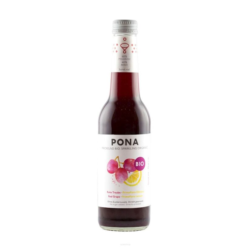 NAPÓJ MUSUJĄCY CZERWONE WINOGRONA - CYTRYNA BEZ DODATKU CUKRÓW BIO 330 ml - PONA