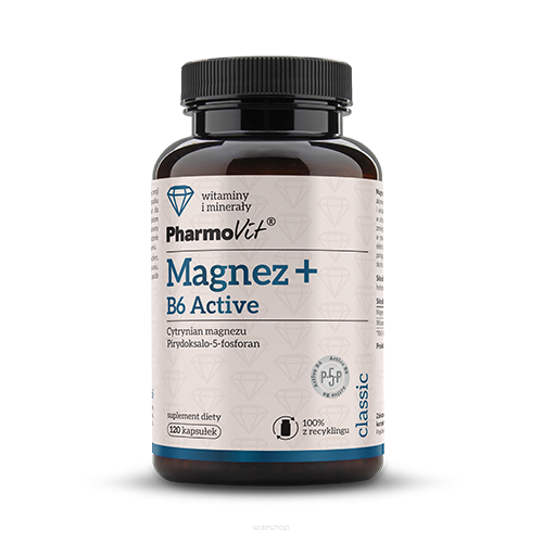 MAGNEZ Z WITAMINĄ B6 ACTIV BEZGLUTENOWY 120 KAPSUŁEK 81,37 g - PHARMOVIT (CLASSIC)