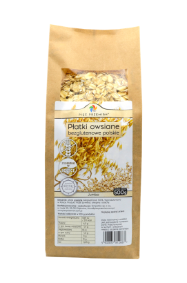 Płatki owsiane bezglutenowe jumbo POLSKIE 500 g - Pięć Przemian