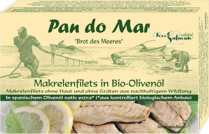 MAKRELA FILETY W BIO OLIWIE Z OLIWEK EXTRA VIRGIN 120 g (90 g) - PAN DO MAR