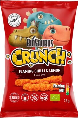Chrupki kukurydziane Crunch o smaku ostre chili-cytryna BEZGL. BIO 75 g
