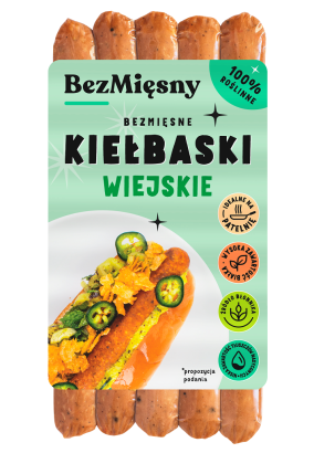 KIEŁBASKI WIEJSKIE ROŚLINNE 180 g - BEZMIĘSNY