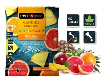 Cukierki multiwitamina ze stewią bez dodatku cukru 50 g - Pure&Good