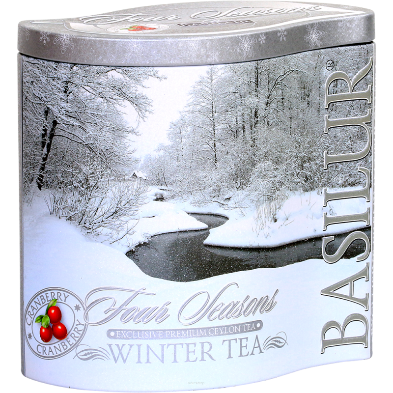 Herbata czarna z doadtkiem żurawiny WINTER TEA sypana w puszce 100g - Basilur