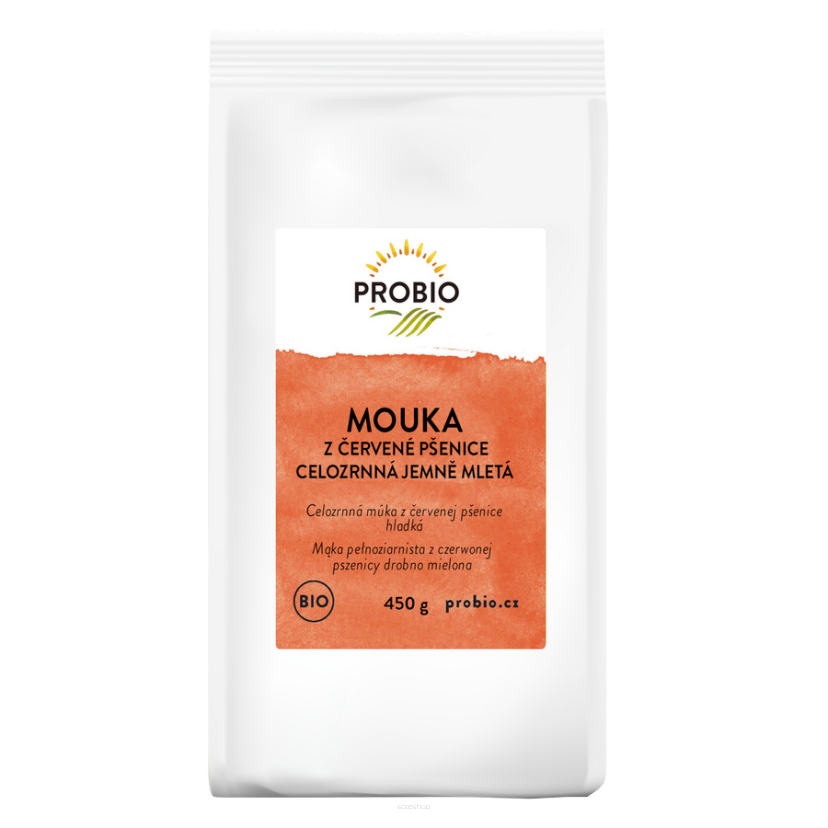 MĄKA Z PSZENICY CZERWONEJ PEŁNOZIARNISTA BIO 450 g - PROBIO