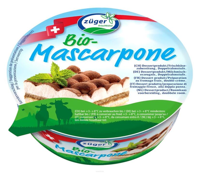 MASCARPONE O SMAKU WANILIOWYM BIO 250 g - ZUGER