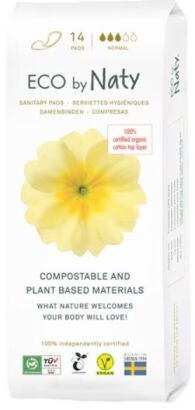 Ekologiczne podpaski, kompostowalne, Normal, 14 sztuk