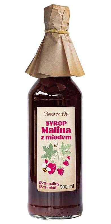 SYROP MALINA Z MIODEM 500 ml - PROSTO ZE WSI