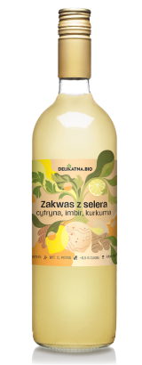 ZAKWAS Z SELERA Z CYTRYNĄ, IMBIREM I KURKUMĄ BIO 700 ml - DELIKATNA (ZAKWASOWNIA)