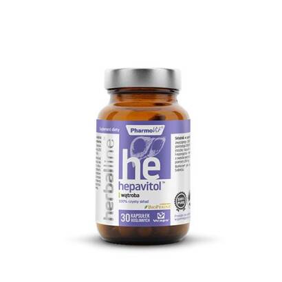 Herballine Hepavitol™ wątroba z BioPerine®, 100% PURE, kapsułka roślinna Vcaps, produkt odpowiedni dla wegetarian i wegan  30 kapsułek - PharmoVit