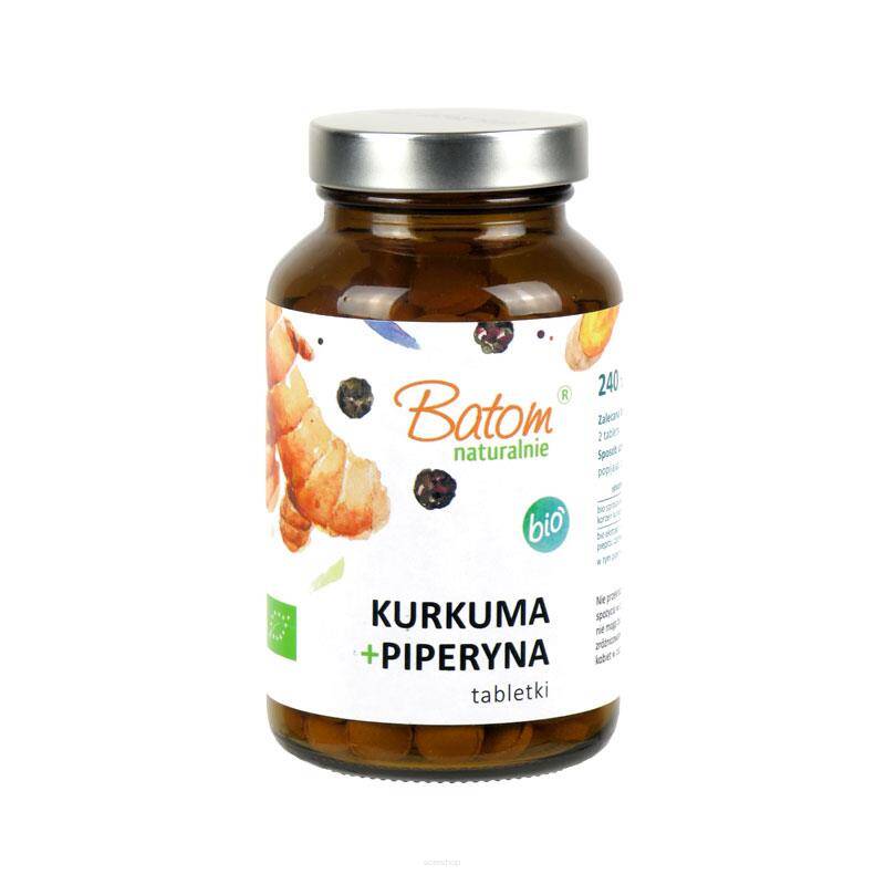 KURKUMA + PIPERYNA BIO 240 TABLETEK 120 g - BATOM