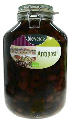 OLIWKI CZARNE KALAMATA BEZ PESTEK Z ZIOŁAMI W OLEJU BIO 4,55 kg (SŁOIK) - BIO-VERDE