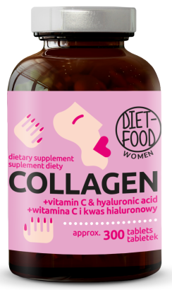 KOLAGEN WOŁOWY Z KWASEM HIALURONOWYM 300 TABLETEK - DIET-FOOD