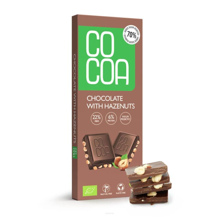 CZEKOLADA Z ORZECHAMI LASKOWYMI BIO 40 g - COCOA