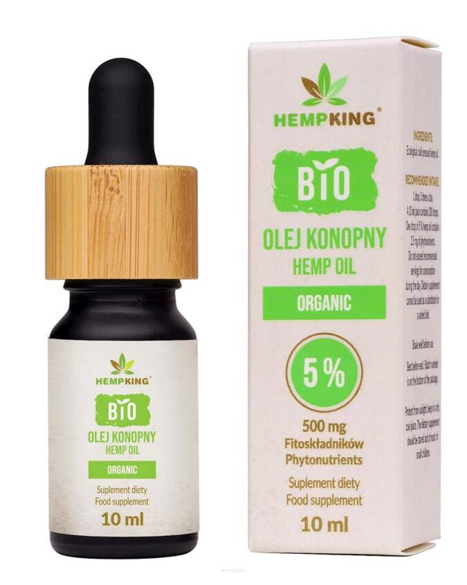 OLEJ KONOPNY 5% (500 mg FITOSKŁADNIKÓW) BIO 10 ml - HEMPKING