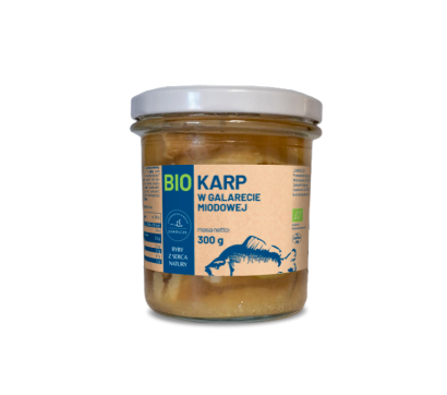 KARP W GALARECIE MIODOWEJ BIO 300 g (SŁOIK) - RYBY Z SERCA NATURY