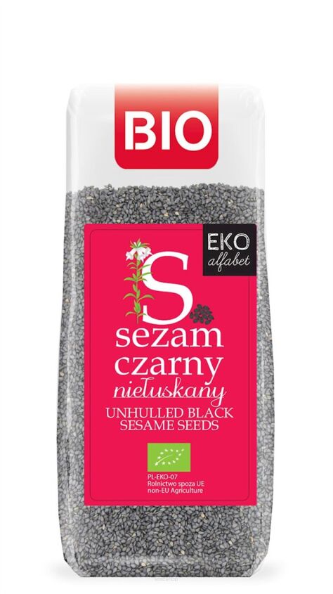 SEZAM CZARNY NIEŁUSKANY BIO 200 g - EKO ALFABET
