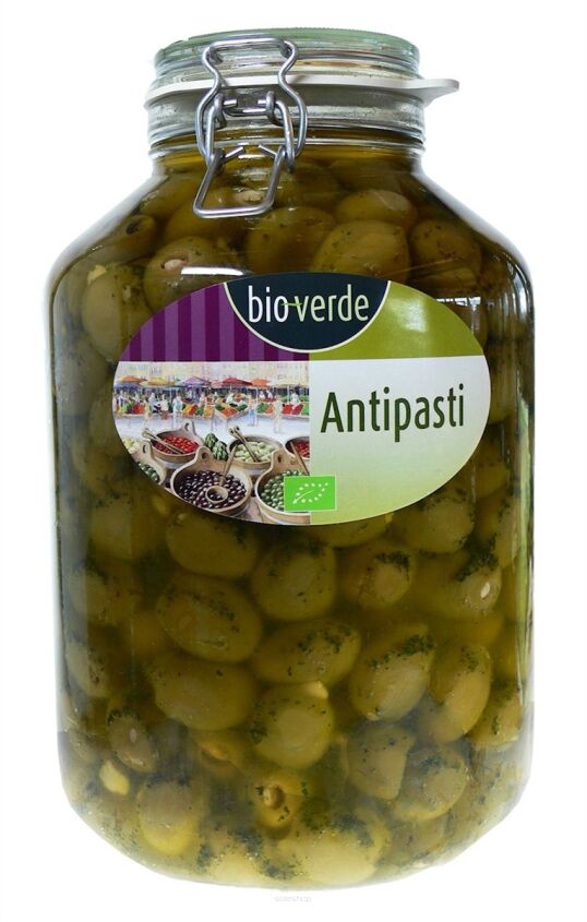 OLIWKI ZIELONE NADZIEWANE CZOSNKIEM BIO 4,75 kg (SŁOIK) - BIO-VERDE