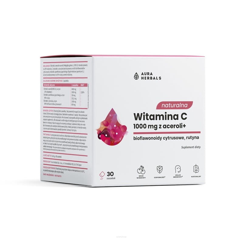 Naturalna witamina C 1000 mg z aceroli, saszetki 30 szt. - Aura Herbals