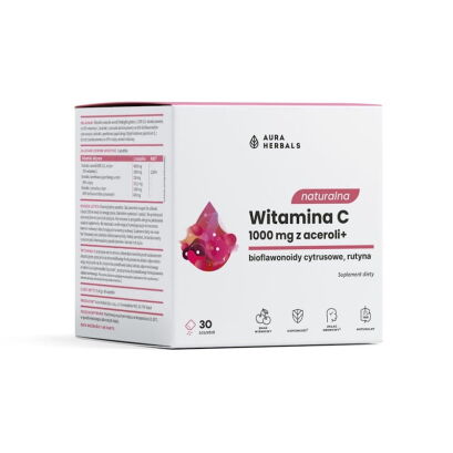 Naturalna witamina C 1000 mg z aceroli, saszetki 30 szt. - Aura Herbals