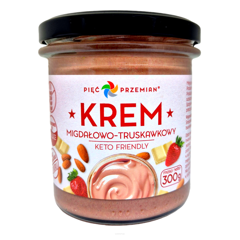 Krem migdałowo-truskawkowy KETO 300 g - Pięć Przemian