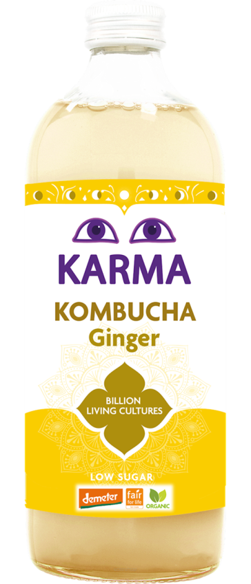 KOMBUCHA Z IMBIREM NISKA ZAWARTOŚĆ CUKRÓW FAIR FOR LIFE DEMETER BIO 1 L - KARMA KOMBUCHA