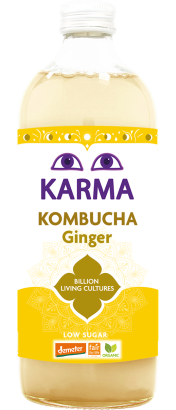 KOMBUCHA Z IMBIREM NISKA ZAWARTOŚĆ CUKRÓW FAIR FOR LIFE DEMETER BIO 1 L - KARMA KOMBUCHA