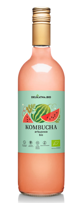 KOMBUCHA ARBUZOWA BIO 750 ml - DELIKATNA (ZAKWASOWNIA)