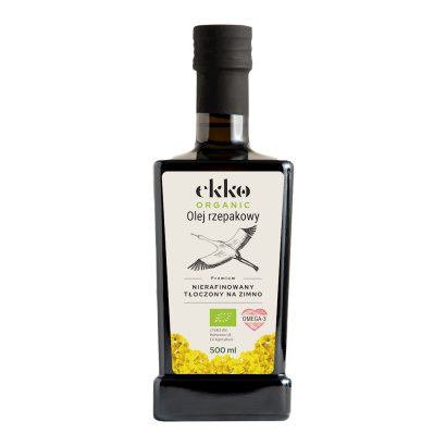 OLEJ RZEPAKOWY TŁOCZONY NA ZIMNO OMEGA-3 BIO 500 ml - EKKO