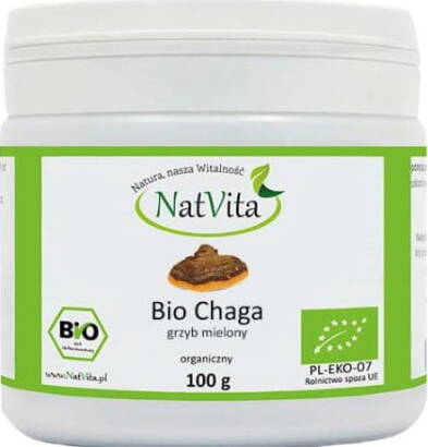 Chaga BIO grzyb mielony 100g - Natvita
