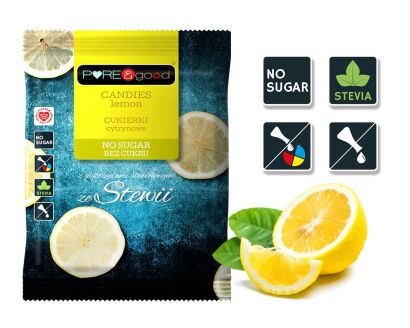 Cukierki cytrynowe ze stewią bez dodatku cukru 50 g - Pure&Good