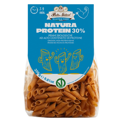 MAKARON PROTEINOWY (GROCH, KUKURYDZA, RYŻ, SORGO) PENNE BEZGLUTENOWY BIO 250 g - PASTA NATURA