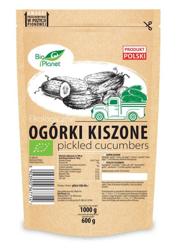 OGÓRKI KISZONE BIO 1 kg (600g) (DOYPACK) - BIO PLANET