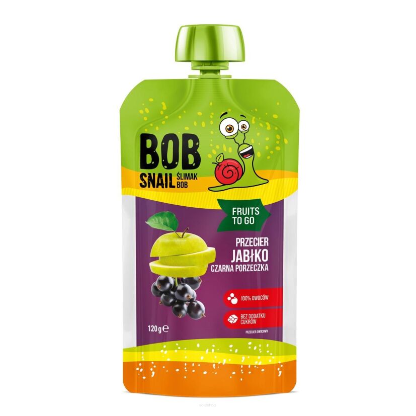 PRZECIER JABŁKO - CZARNA PORZECZKA BEZ DODATKU CUKRU 120 g - BOB SNAIL