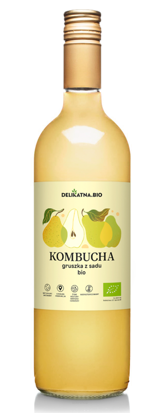 KOMBUCHA GRUSZKOWA BIO 750 ml - DELIKATNA (ZAKWASOWNIA)