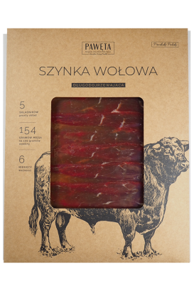 SZYNKA WOŁOWA DOJRZEWAJĄCA PLASTRY 50 g - PAWĘTA