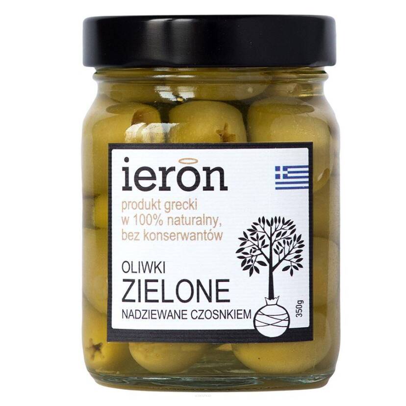 Oliwki zielone nadziewane czosnkiem 350g - Ieron