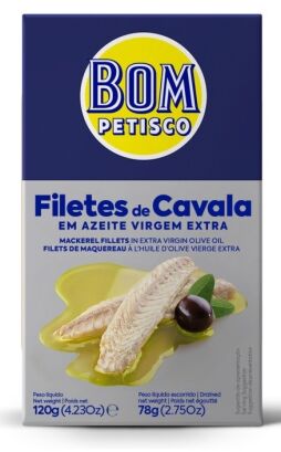 MAKRELA FILETY W OLIWIE Z OLIWEK EXTRA VIRGIN 120 g (78 g) - BON APPETIT (BOM PETISCO)