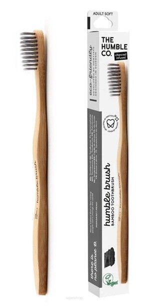 Szczoteczka do zębów z aktywnym węglem, bambusowa soft czarna 19cm