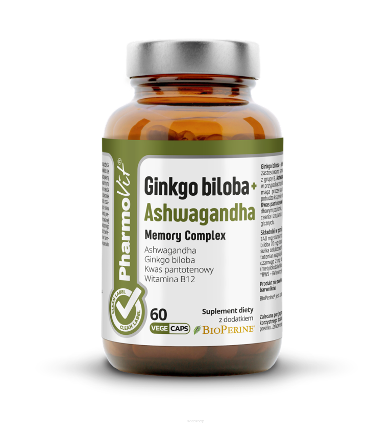 Ginkgo biloba + Ashwagandha Memory Complex 60 vege kaps | Clean Label Pharmovit