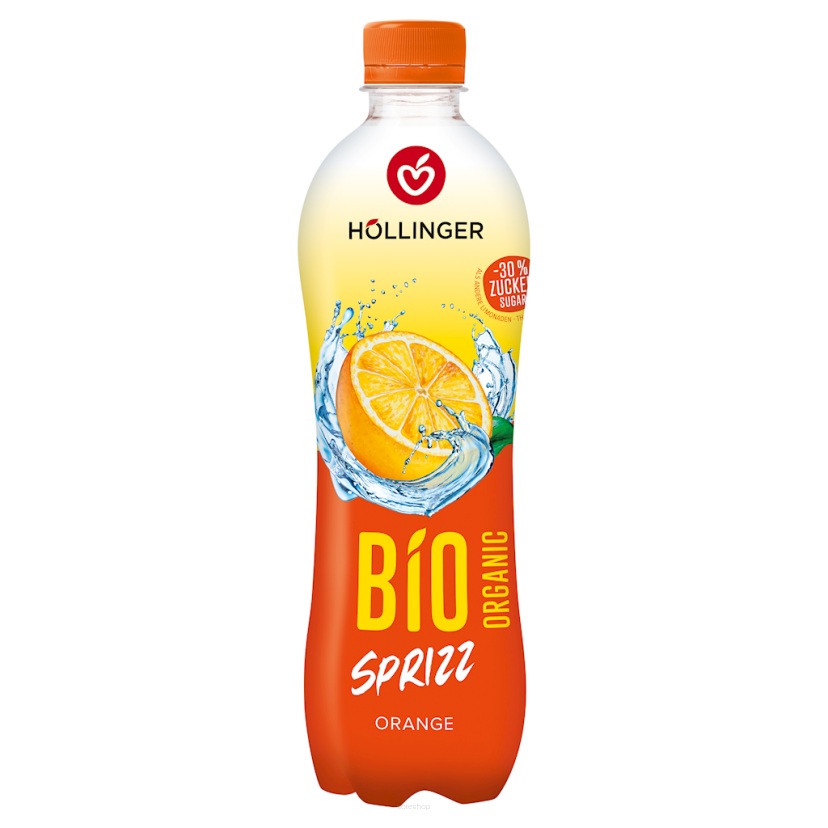 NAPÓJ GAZOWANY POMARAŃCZOWY 30 % MNIEJ CUKRU BIO 500 ml - HOLLINGER