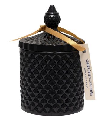 ŚWIECA SOJOWA ZAPACHOWA W KRYSZTALE CZARNYM SORBET MANGO 250 ml - YOUR CANDLE