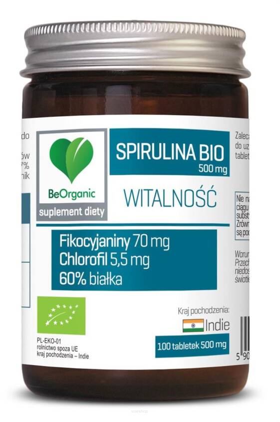 SPIRULINA BIO 100 TABLETEK (500 mg) - BE ORGANIC