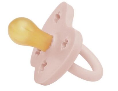 Kauczukowy smoczek okrągły kwiatki, w kolorze różowym 0-3 miesięcy