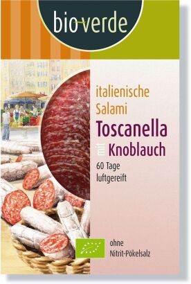 SALAMI TOSCANELLA Z CZOSNKIEM PLASTRY BIO 80 g - BIO-VERDE