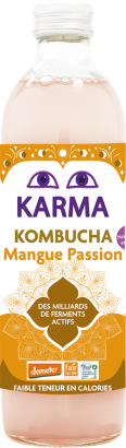 KOMBUCHA Z MANGO NISKA ZAWARTOŚĆ CUKRÓW FAIR FOR LIFE DEMETER BIO 500 ml - KARMA KOMBUCHA